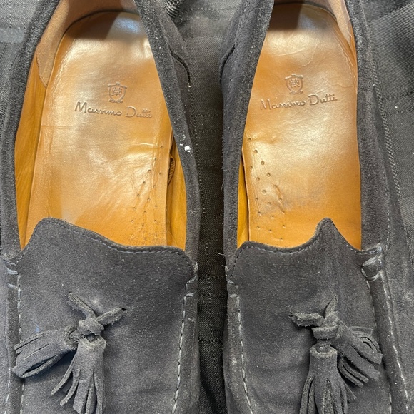 Massimo Dutti Mens Loafer Black Suede Tassel Slip On Shoe sz 43 - Picture 2 of 6